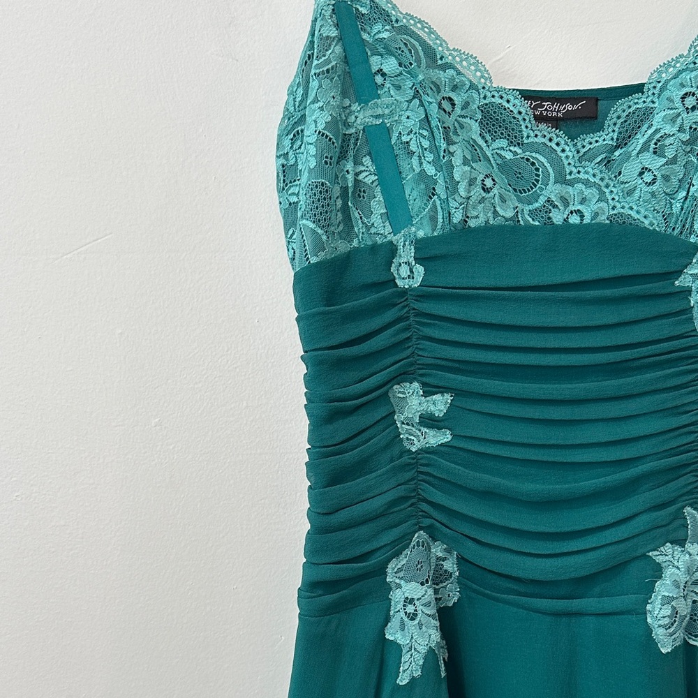 Y2K Betsey Johnson Teal Lace Dress - Picture 5 of 6